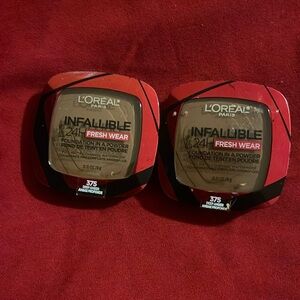 2X L’ORÉAL Infallible 24H Fresh Wear Foundation Powder- 375 Deep Amber 0.31oz